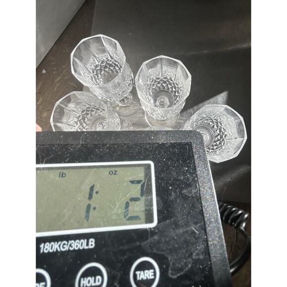 5 Cristal D’Arques Crystal Shot Glasses Longchamp Diamond Cut Cordial Stemmed - Picture 14 of 14